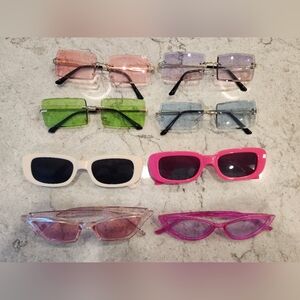 Set Of 8 Retro Multi Shapes Colorful Plastic Sunglasses Pre-Owned Collection